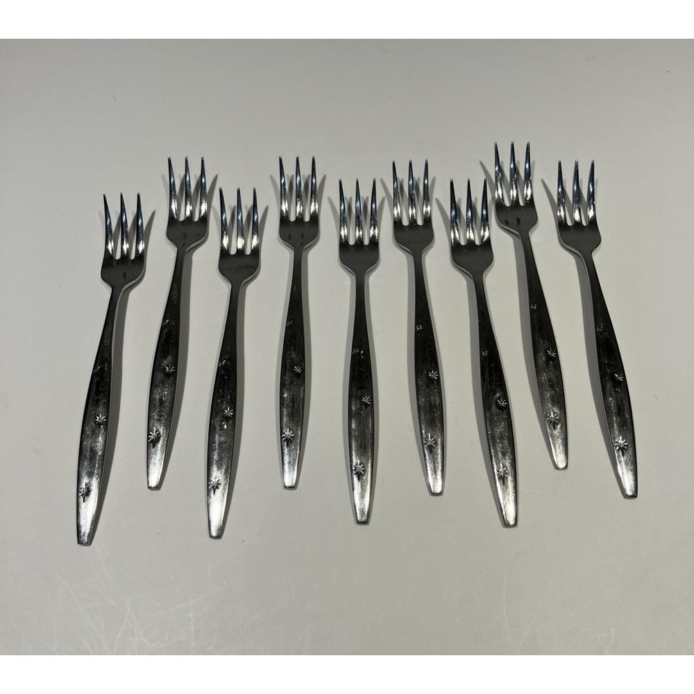 9 Eldan Starburst Stainless Steel Japan Flatware Cocktail Seafood Fork MCM